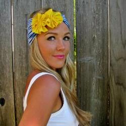 Nautical Jersey Knit Headband with Jersey Fabric Flowers